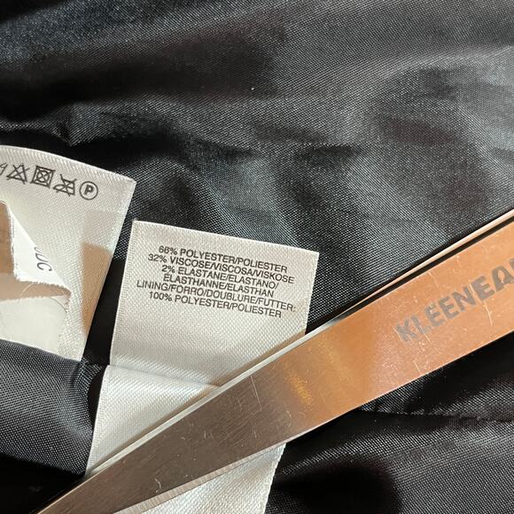 Kasper Blazer Jacket Womens 12 Black White Geometric‎ Open Front Business Career - Picture 7 of 9